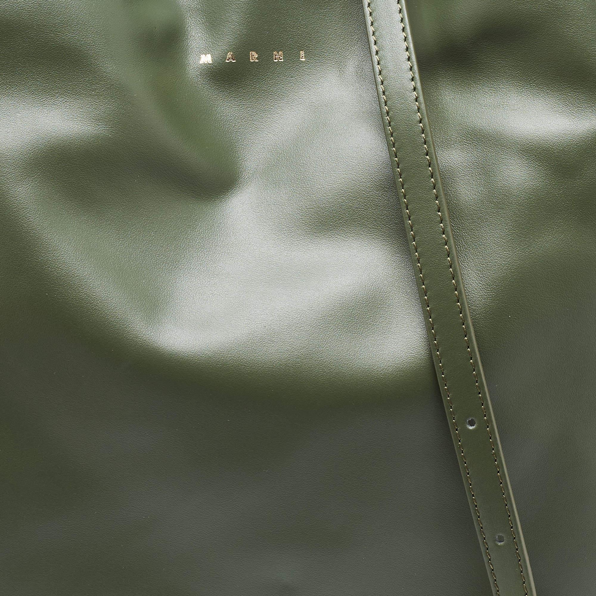 Women's Marni Military Green Leather Medium Tassel Venice Hobo