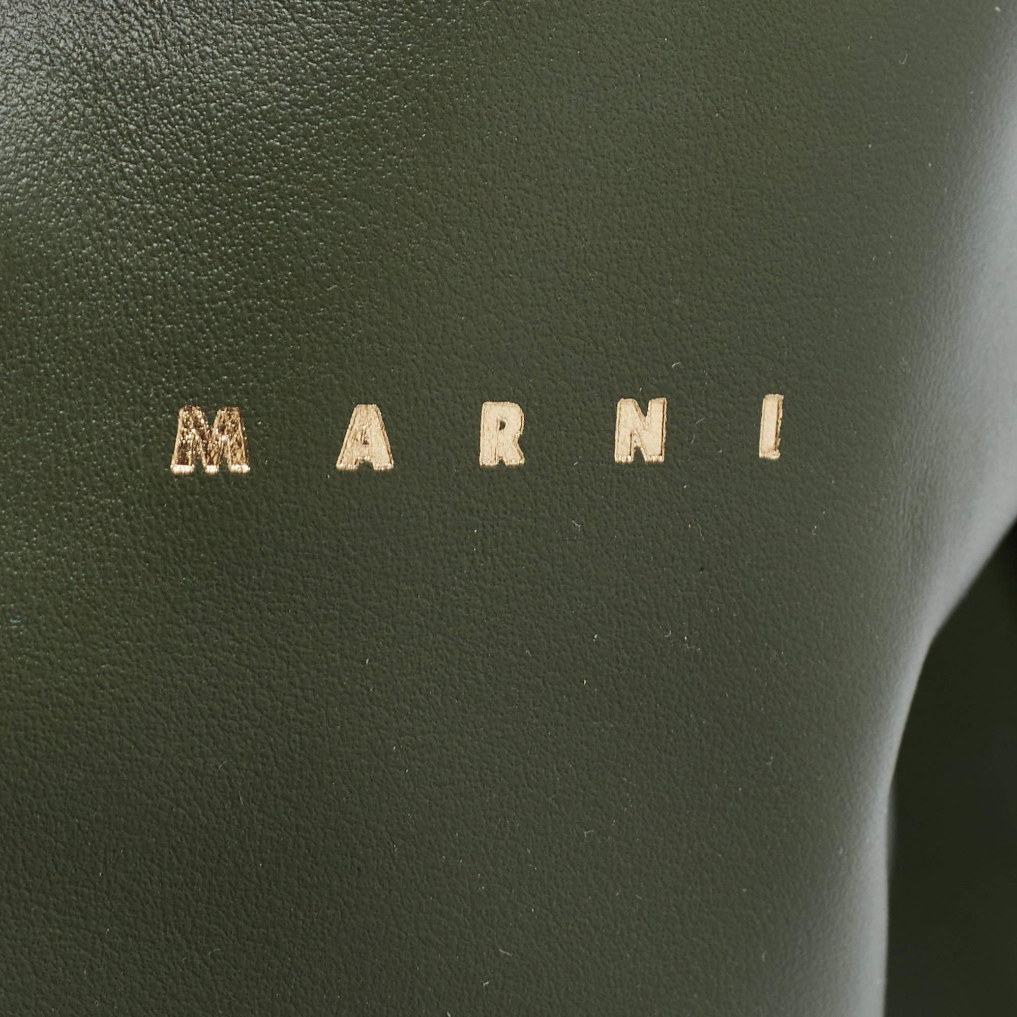 Marni Military Green Leather Medium Tassel Venice Hobo 2