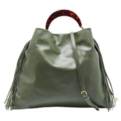 Marni Military Green Leather Hobo Venice Hobo à glands moyens