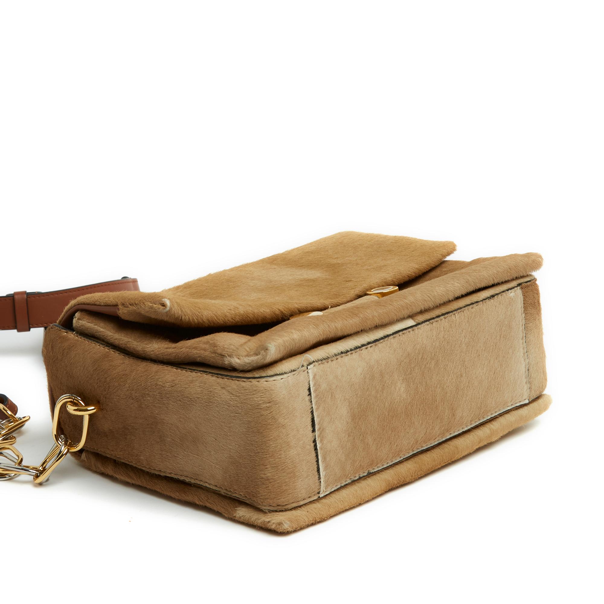 Marni Minimal Beige Foal Gold Silver Hardware Shoulder Bag Messenger For Sale 1