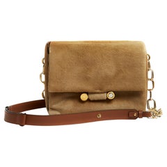 Marni Minimal Beige Foal Gold Silber Hardware Umhängetasche Messenger