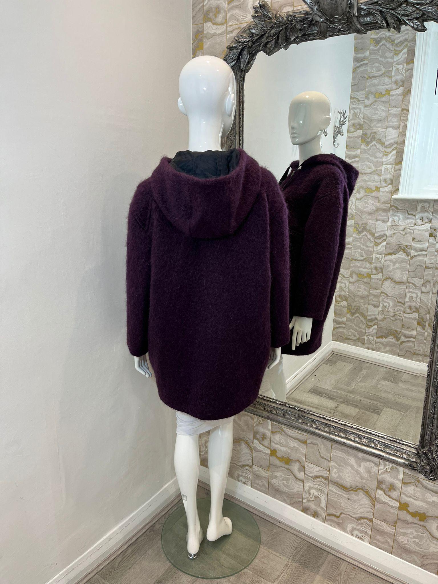 Marni Mohair & Virgin Wool Hooded Coat In Excellent Condition For Sale In London, GB