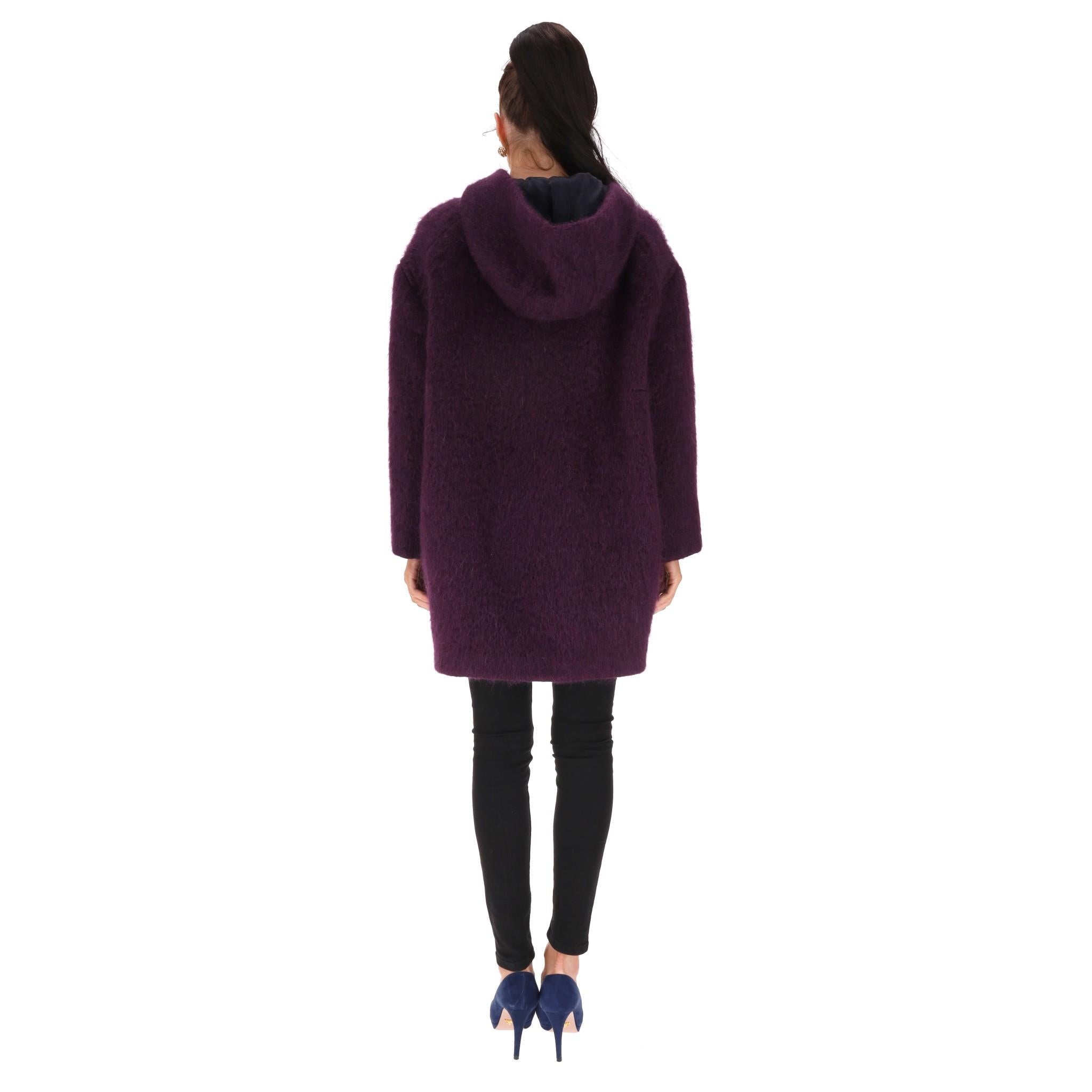 Marni Mohair & Virgin Wool Hooded Coat In Excellent Condition In London, GB