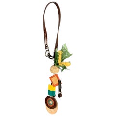 MARNI Multi-Color Mixed Metal Patent Leather Square Key Ring