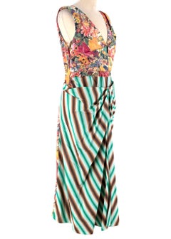 Marni Multi-coloured Floral Print & Striped Crepe Dress