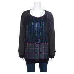 Marni Multicolor Crystal Embellished Bodice Detail Raglan Sleeve Pullover M