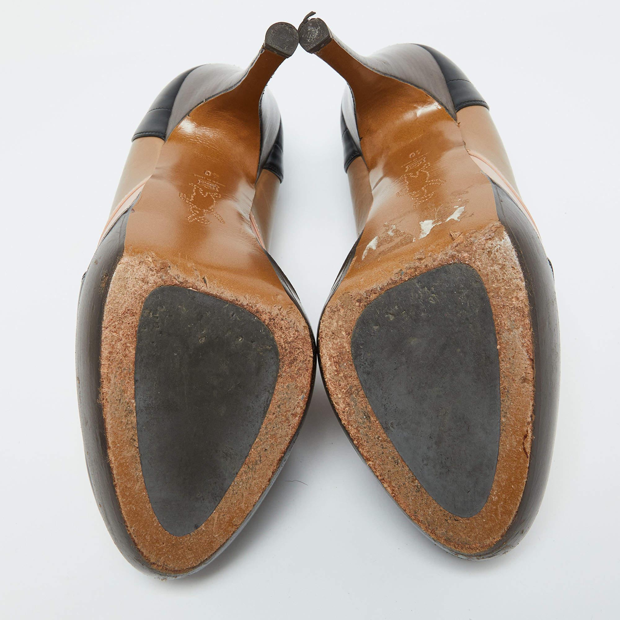 Marni Mehrfarbige Plateau-Loafer-Pumps aus Leder Größe 40 im Angebot 1