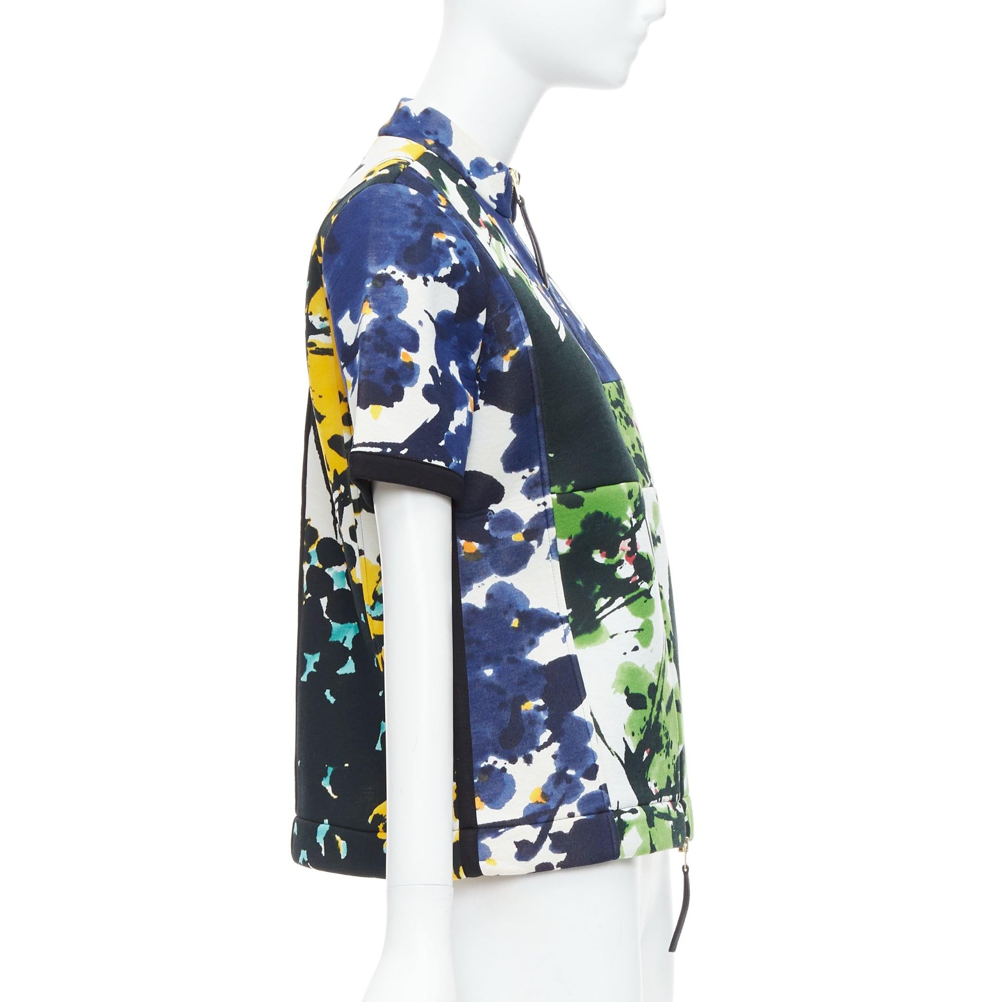 MARNI Mehrfarbiger Mantel mit kurzen Ärmeln aus Scuba-Leder mit Reißverschluss und Lackdruck IT42 M im Zustand „Hervorragend“ im Angebot in Hong Kong, NT