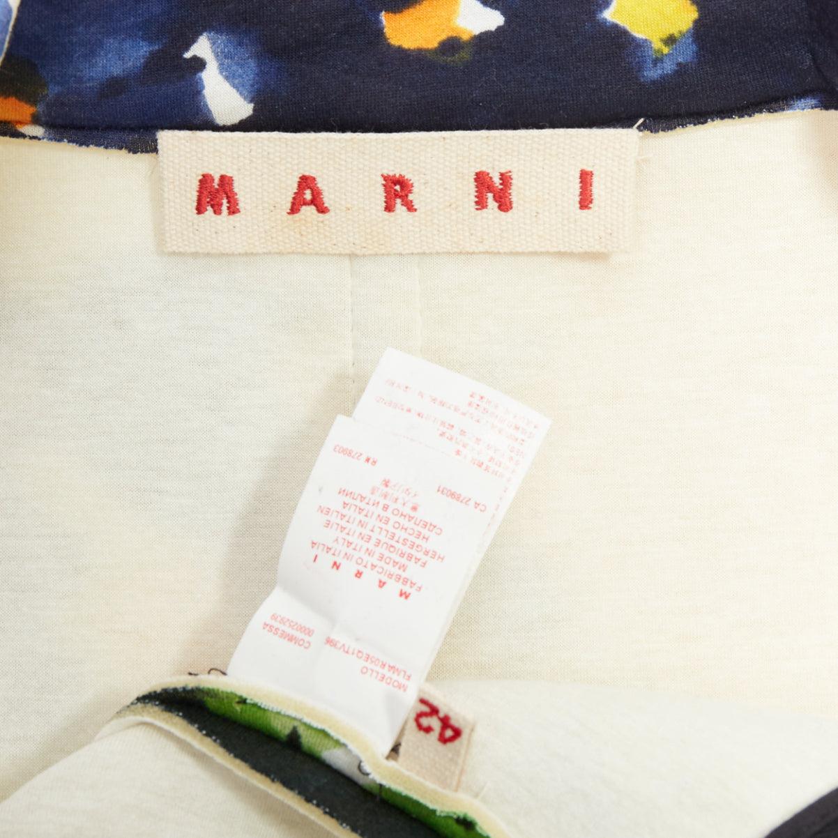 MARNI Mehrfarbiger Mantel mit kurzen Ärmeln aus Scuba-Leder mit Reißverschluss und Lackdruck IT42 M im Angebot 3
