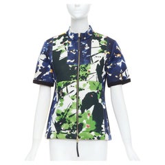 MARNI multicolor paint print scuba leather zip short sleeve coat IT42 M