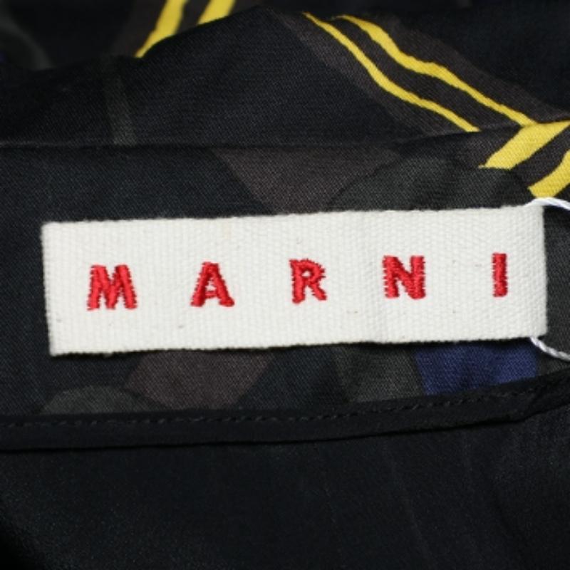 Marni Blazer en coton imprimé multicolore avec boutons sur le devant M. Pour femmes en vente