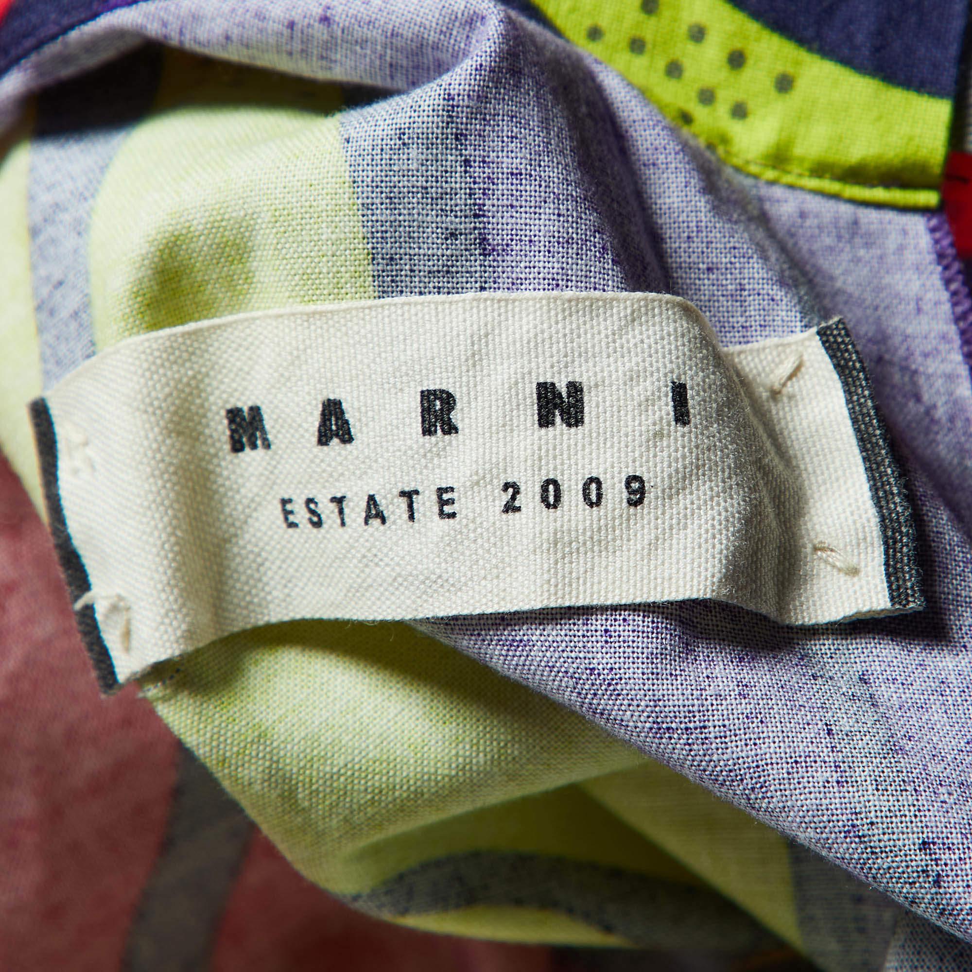 Robe tunique surdimensionnée Marni en coton imprimé multicolore S Bon état - En vente à Dubai, Al Qouz 2