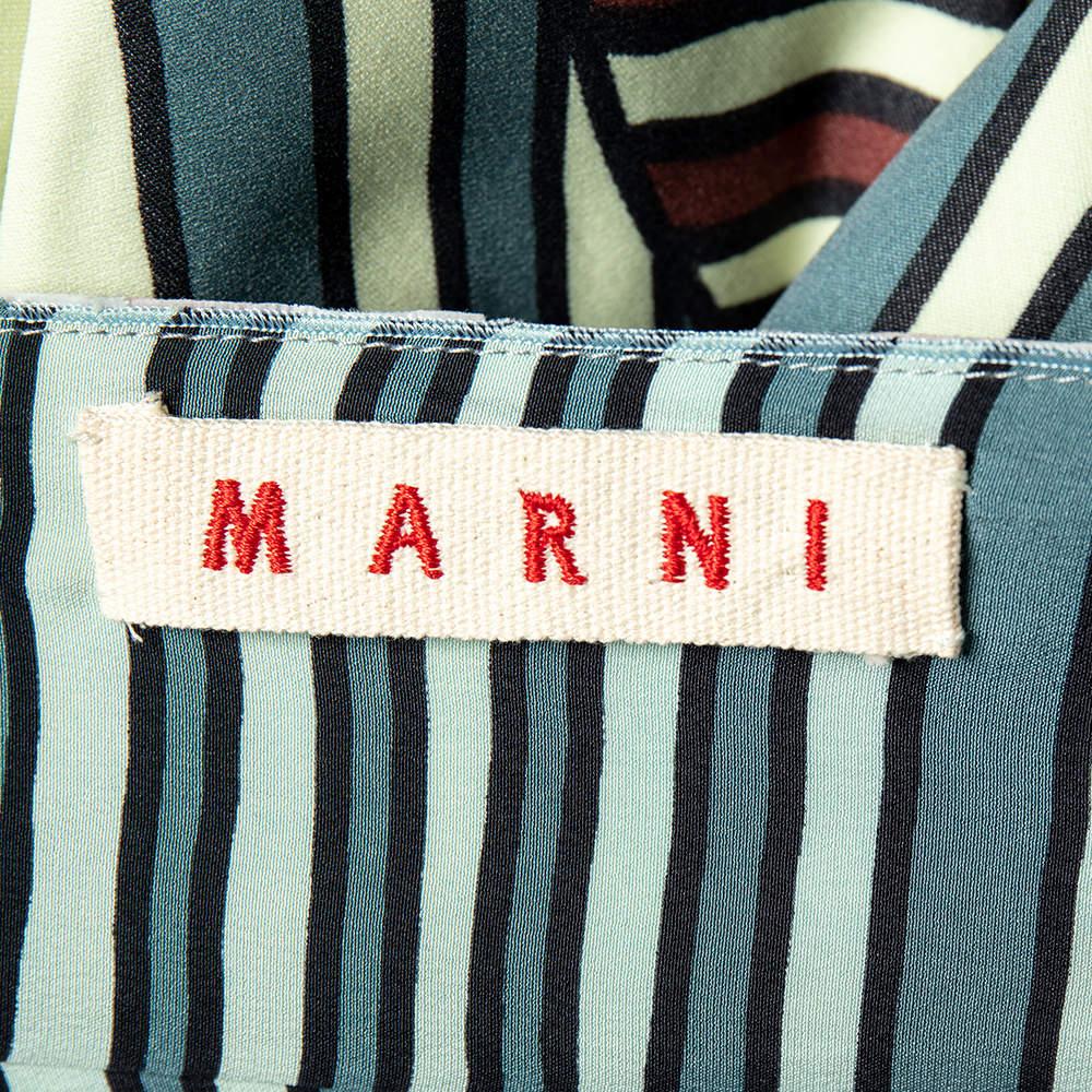 Marni Multicolor Printed Knit Plunge Neck Sleeveless Maxi Dress M In Good Condition For Sale In Dubai, Al Qouz 2