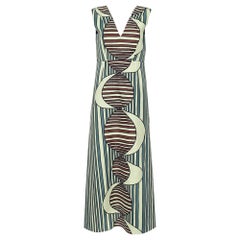 Marni Multicolor Printed Knit Plunge Neck Sleeveless Maxi Dress M