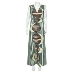 Marni - Robe longue sans manches à col plongeant en tricot imprimé multicolore, taille M