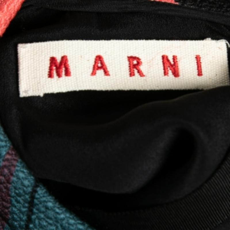 Marni Multicolor Bedruckter Seidenkrepp Schlüssellochausschnitt Top M Damen im Angebot
