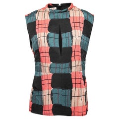 Marni Multicolor Printed Silk Crepe Keyhole Cutout Top M