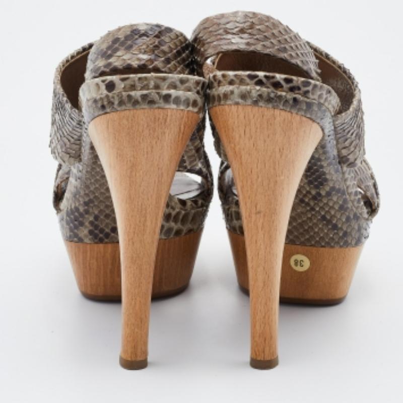 Marni Multicolor Python Plateau Slingback Sandalen Größe 38 Damen im Angebot