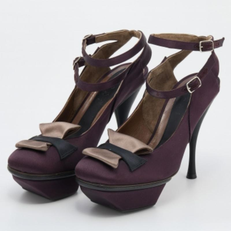 Black Marni Multicolor Satin Buckle Detail Platform Sandals Size 39 For Sale
