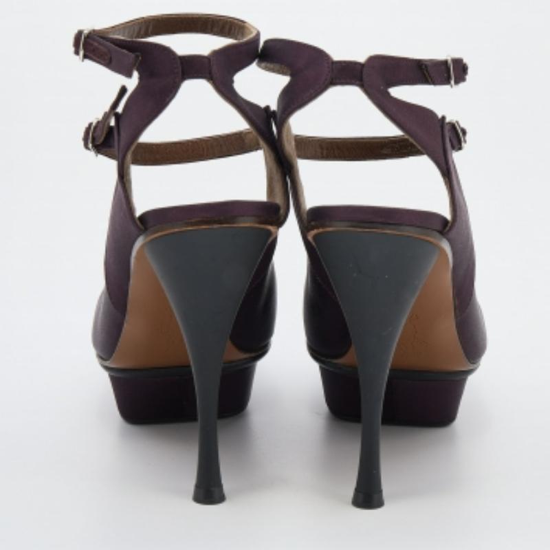 Marni Multicolor Satin Buckle Detail Platform Sandals Size 39 For Sale 2
