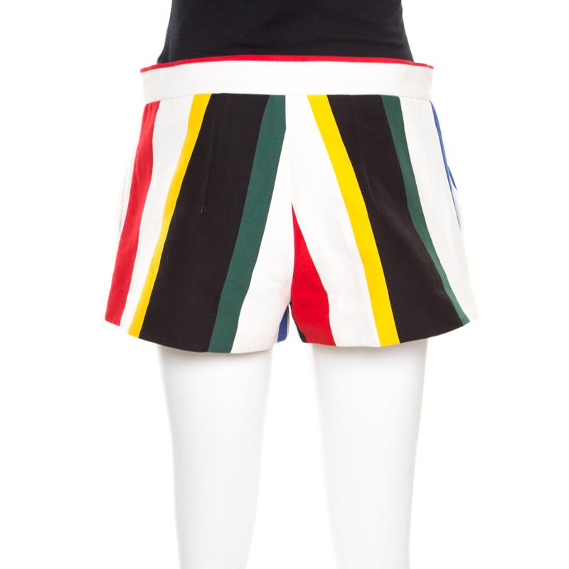 These shorts from Marni are made of 100% cotton and feature a multicolour striped pattern. They come equipped with button fastenings and two external pockets. Pair them with a simple top and flat slides.

Includes: The Luxury Closet Packaging

