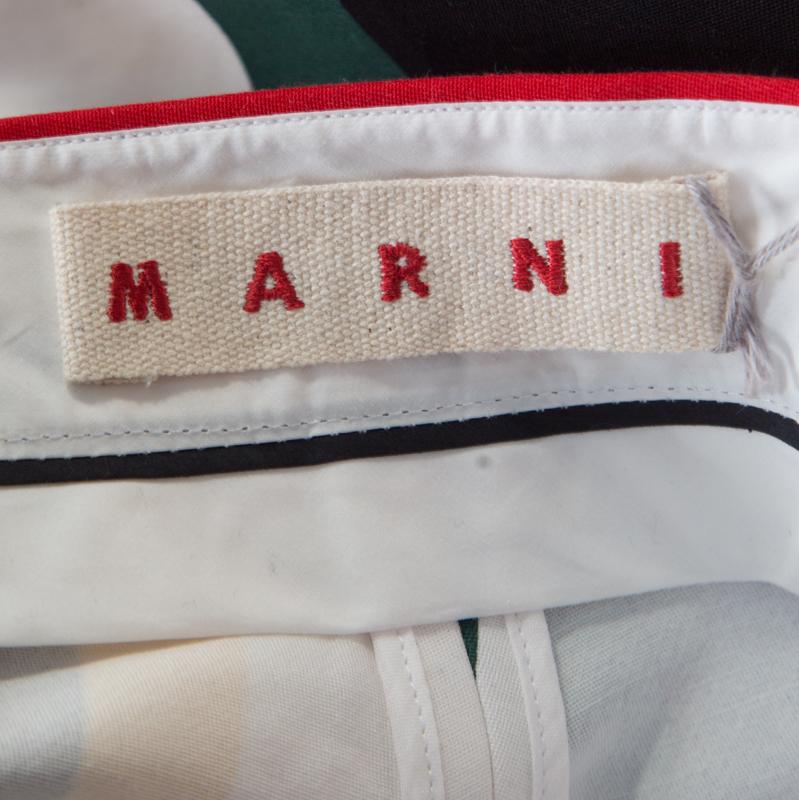 Women's Marni Multicolor Wide Striped Cotton Shorts S