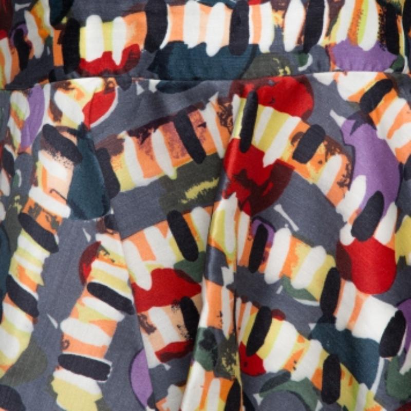 Marni Mehrfarbig Abstrakt Bedruckt Wollmischung Schößchen Detail Ärmelloses Top M im Zustand „Hervorragend“ im Angebot in Dubai, Al Qouz 2