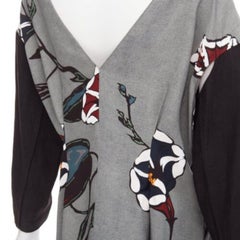 MARNI multicolour beige floral print back contrast dropped sleeve dress IT38 XS