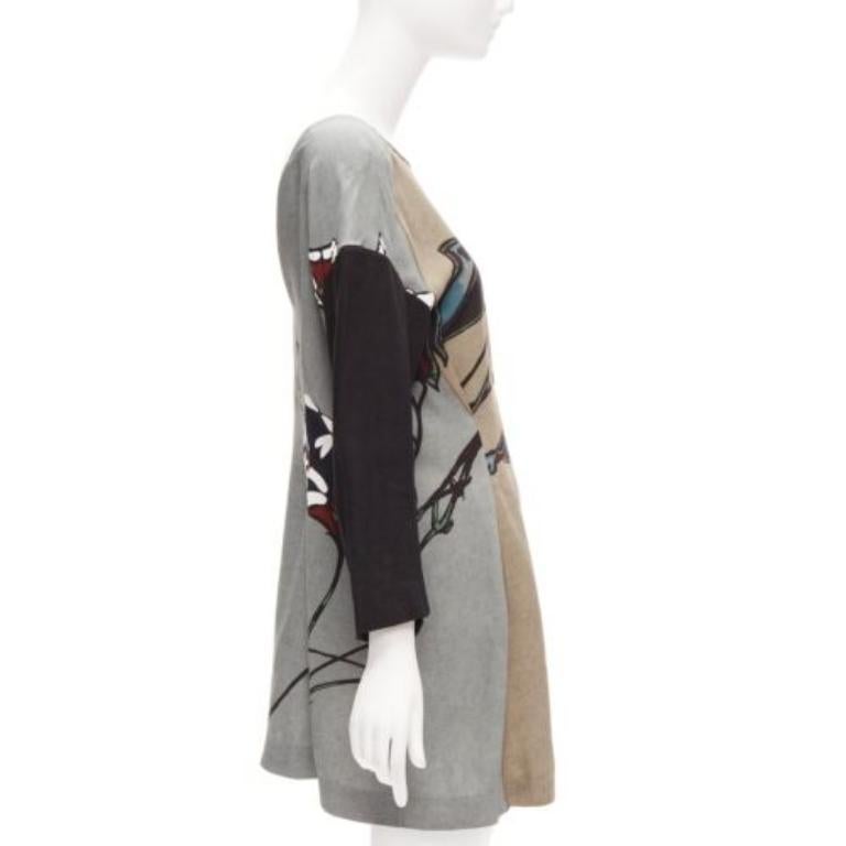 MARNI multicolour beige floral print back contrast dropped sleeve dress IT38 XS In Excellent Condition For Sale In Hong Kong, NT