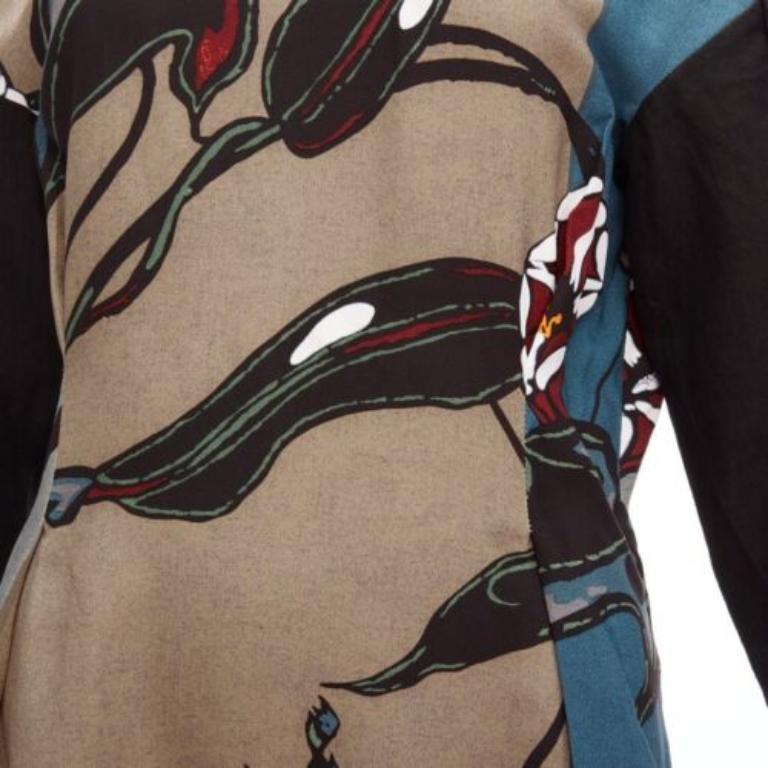 MARNI multicolour beige floral print back contrast dropped sleeve dress IT38 XS For Sale 2