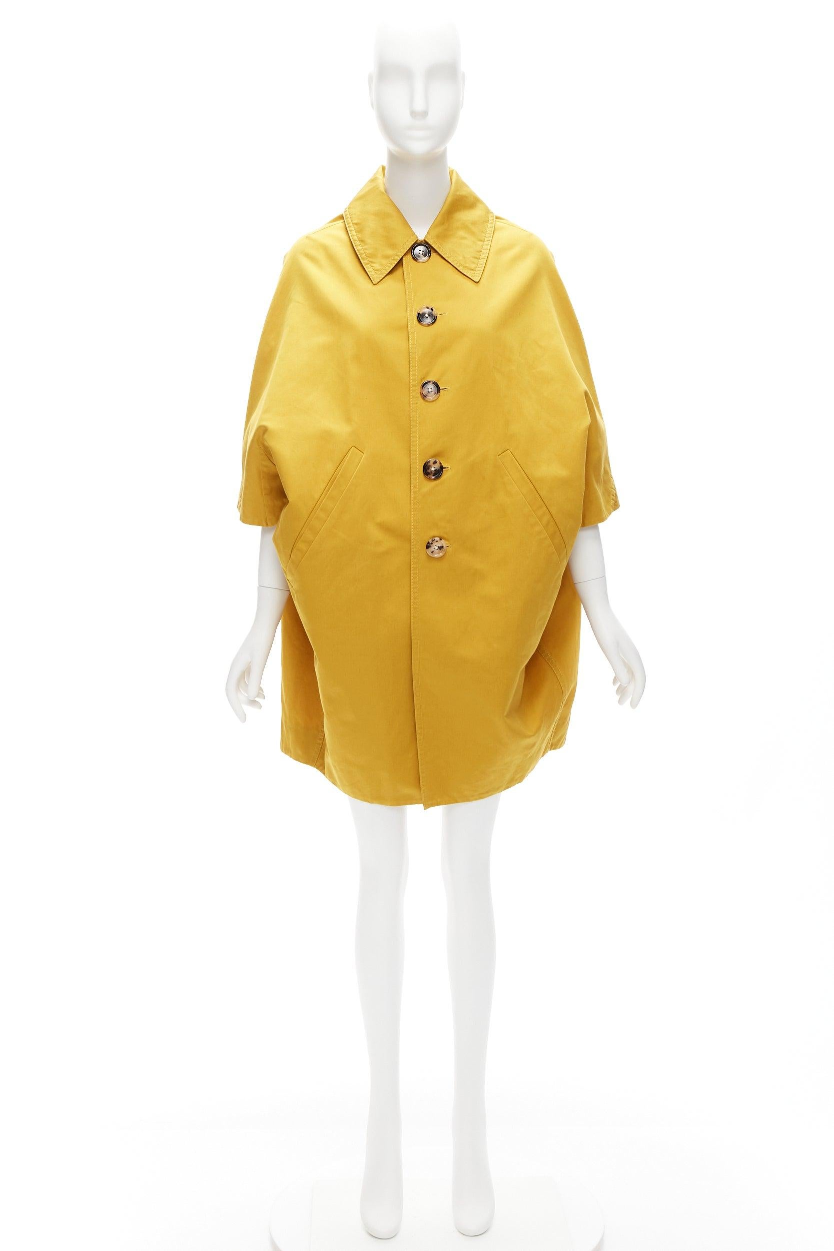 MARNI mustard yellow cotton linen cocoon cropped sleeves coat IT36 XS For Sale 6