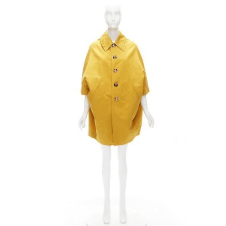 MARNI mustard yellow cotton linen cocoon cropped sleeves coat IT36 XS For Sale 5