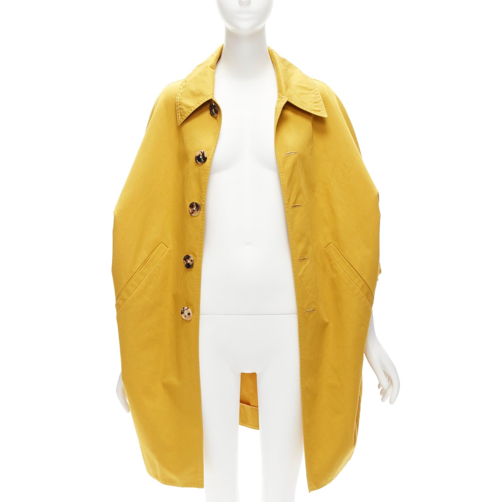 MARNI mustard yellow cotton linen cocoon cropped sleeves coat IT36 XS
Reference: CELG/A00234
Brand: Marni
Material: Cotton, Linen
Color: Yellow, Brown
Pattern: Solid
Closure: Button
Lining: Yellow Fabric
Extra Details: Beautiful cocoon shape.
Made