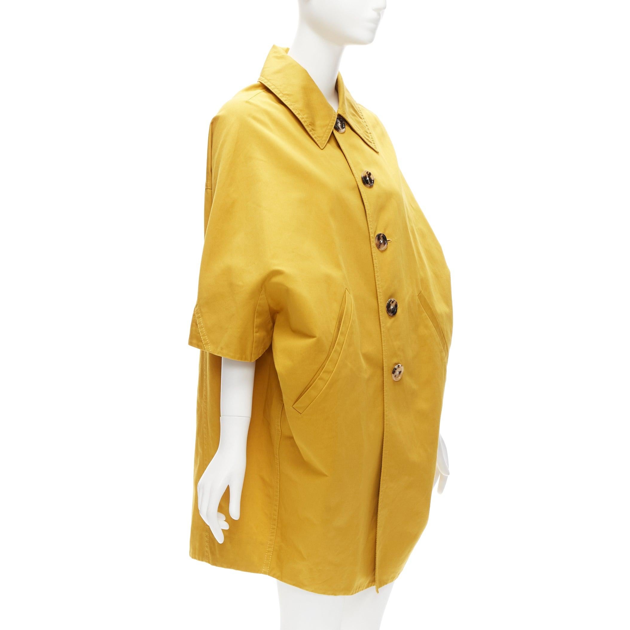 MARNI mustard yellow cotton linen cocoon cropped sleeves coat IT36 XS In Excellent Condition For Sale In Hong Kong, NT