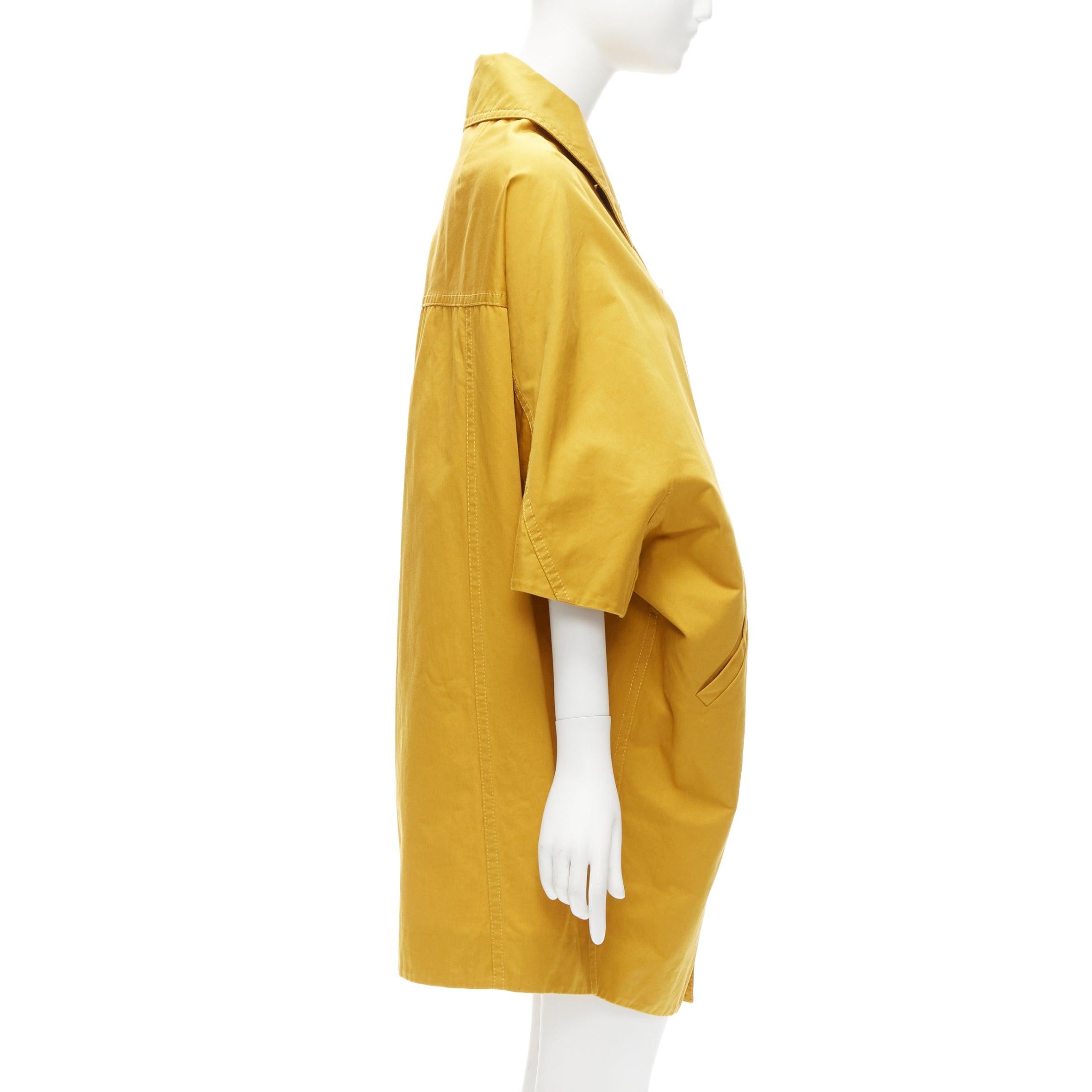 Women's MARNI mustard yellow cotton linen cocoon cropped sleeves coat IT36 XS For Sale