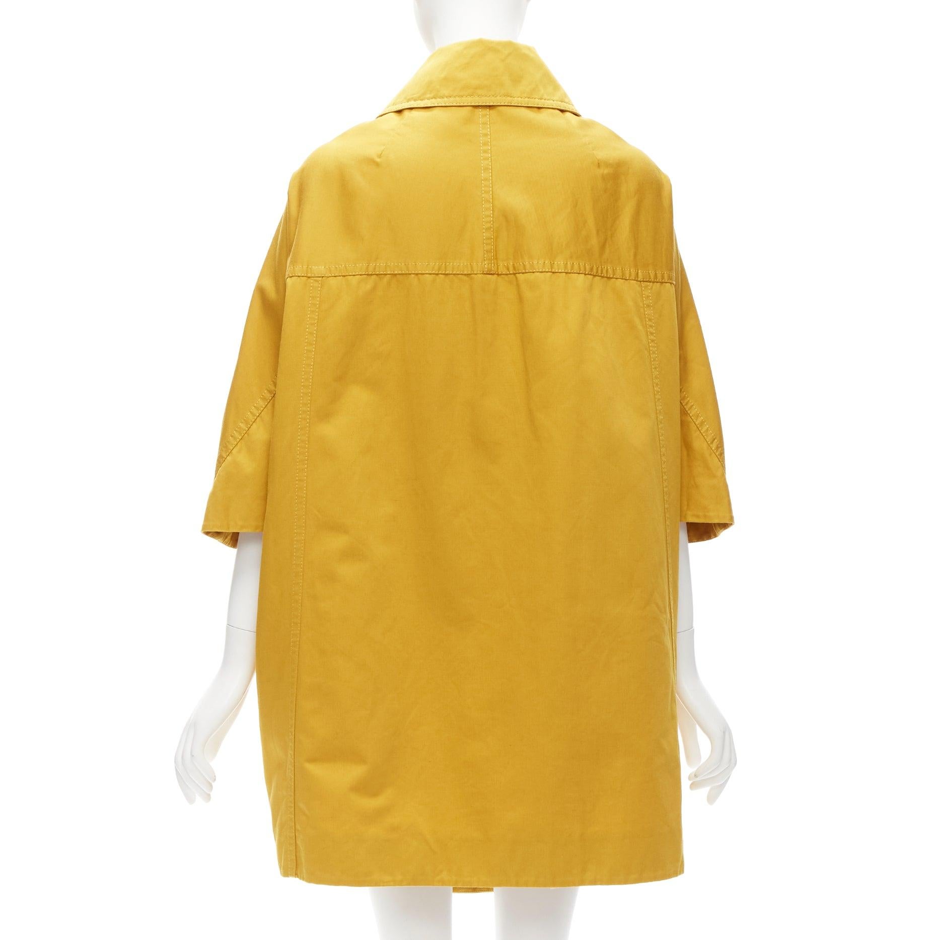 MARNI mustard yellow cotton linen cocoon cropped sleeves coat IT36 XS For Sale 1