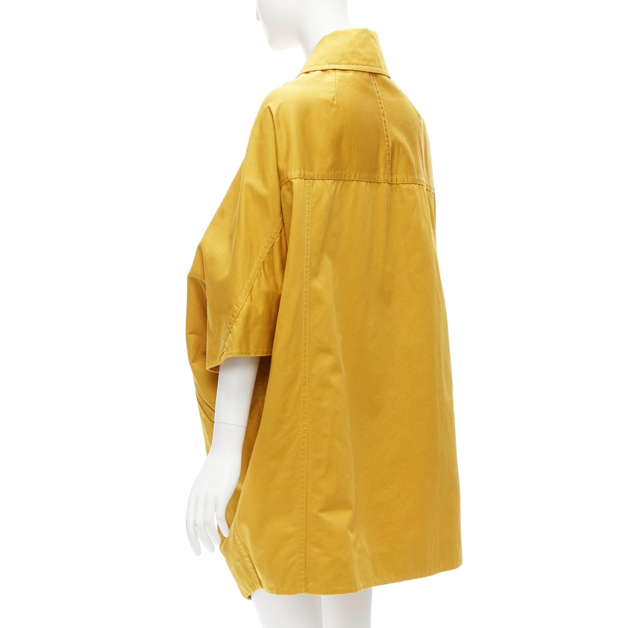 MARNI mustard yellow cotton linen cocoon cropped sleeves coat IT36 XS For Sale 2
