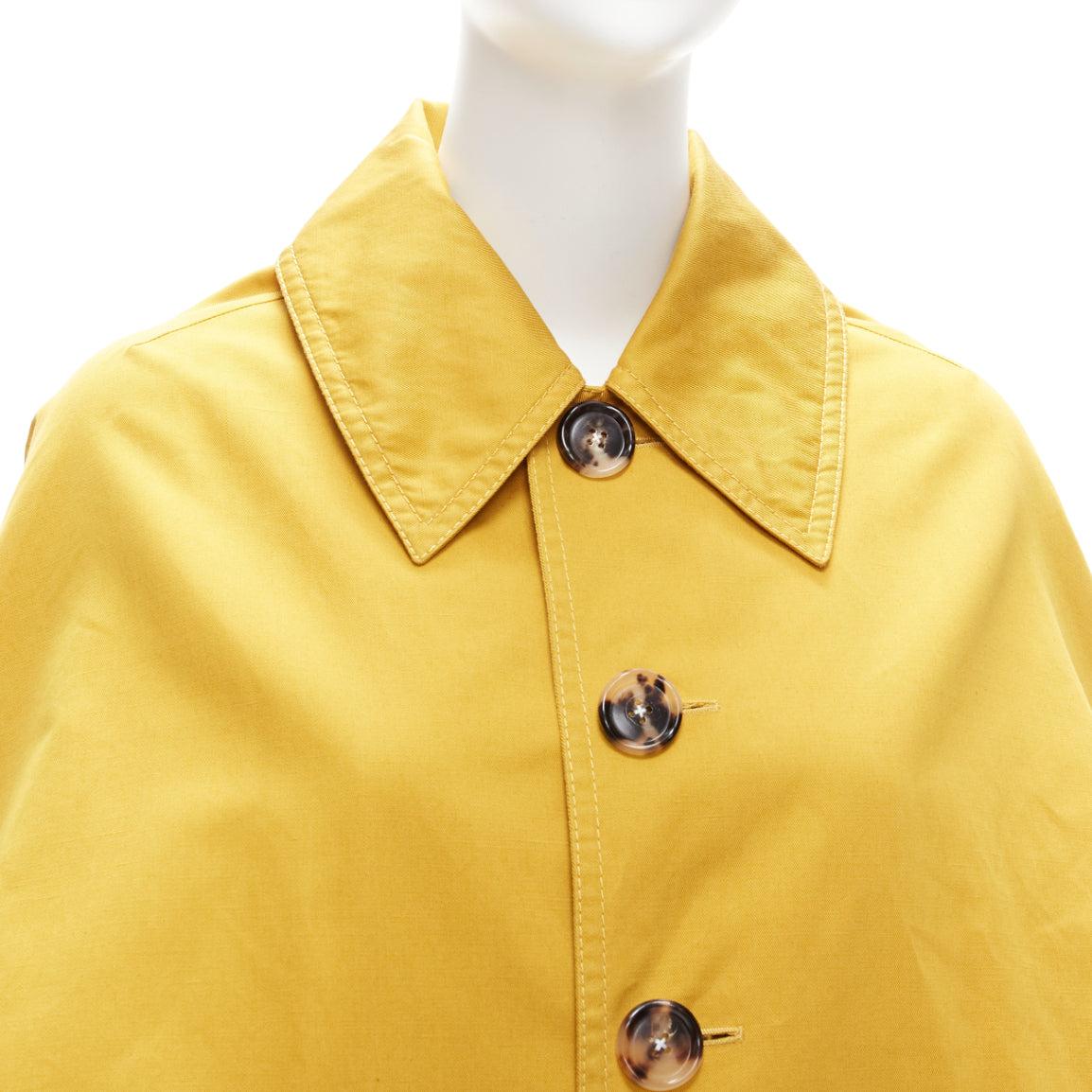MARNI mustardgelber Mantel aus Baumwolle und Leinen mit Kokonärmeln IT36 XS im Angebot 3