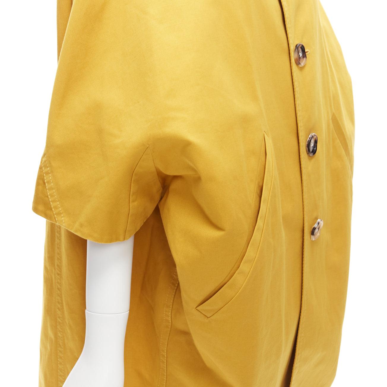 MARNI mustard yellow cotton linen cocoon cropped sleeves coat IT36 XS For Sale 4