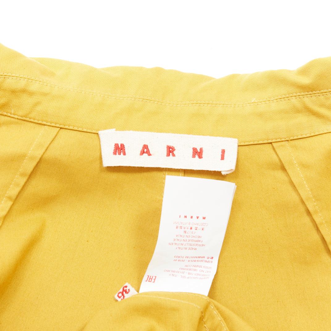 MARNI mustard yellow cotton linen cocoon cropped sleeves coat IT36 XS For Sale 5