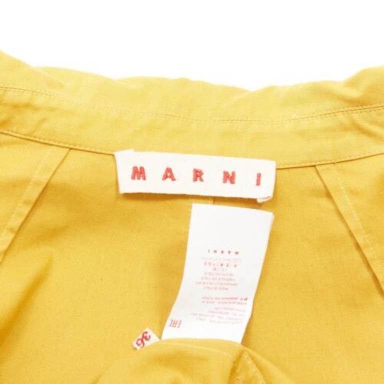 MARNI mustard yellow cotton linen cocoon cropped sleeves coat IT36 XS For Sale 4