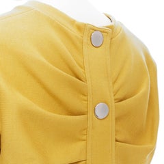 MARNI mustard yellow gathered ruched button back short sleeve cotton top IT40 S
