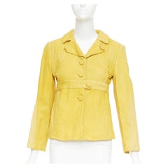 MARNI mustard yellow piped leather empire waist jacket IT38 XS