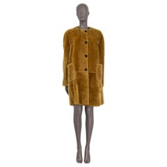MARNI giallo senape, giacca cappotto REVERSIBILE in pelle e pelle 46 XL