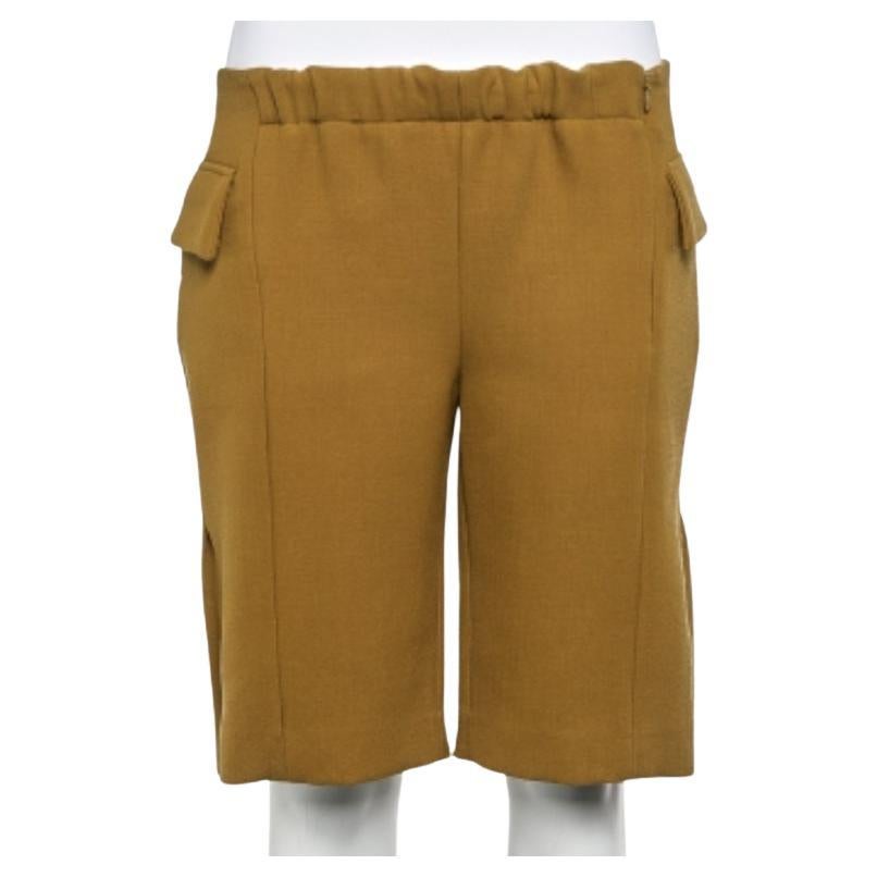 Marni Mustard Yellow Wool Crepe Pocket Detail Shorts S