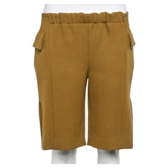 Marni Mustard Yellow Wool Crepe Pocket Detail Shorts S