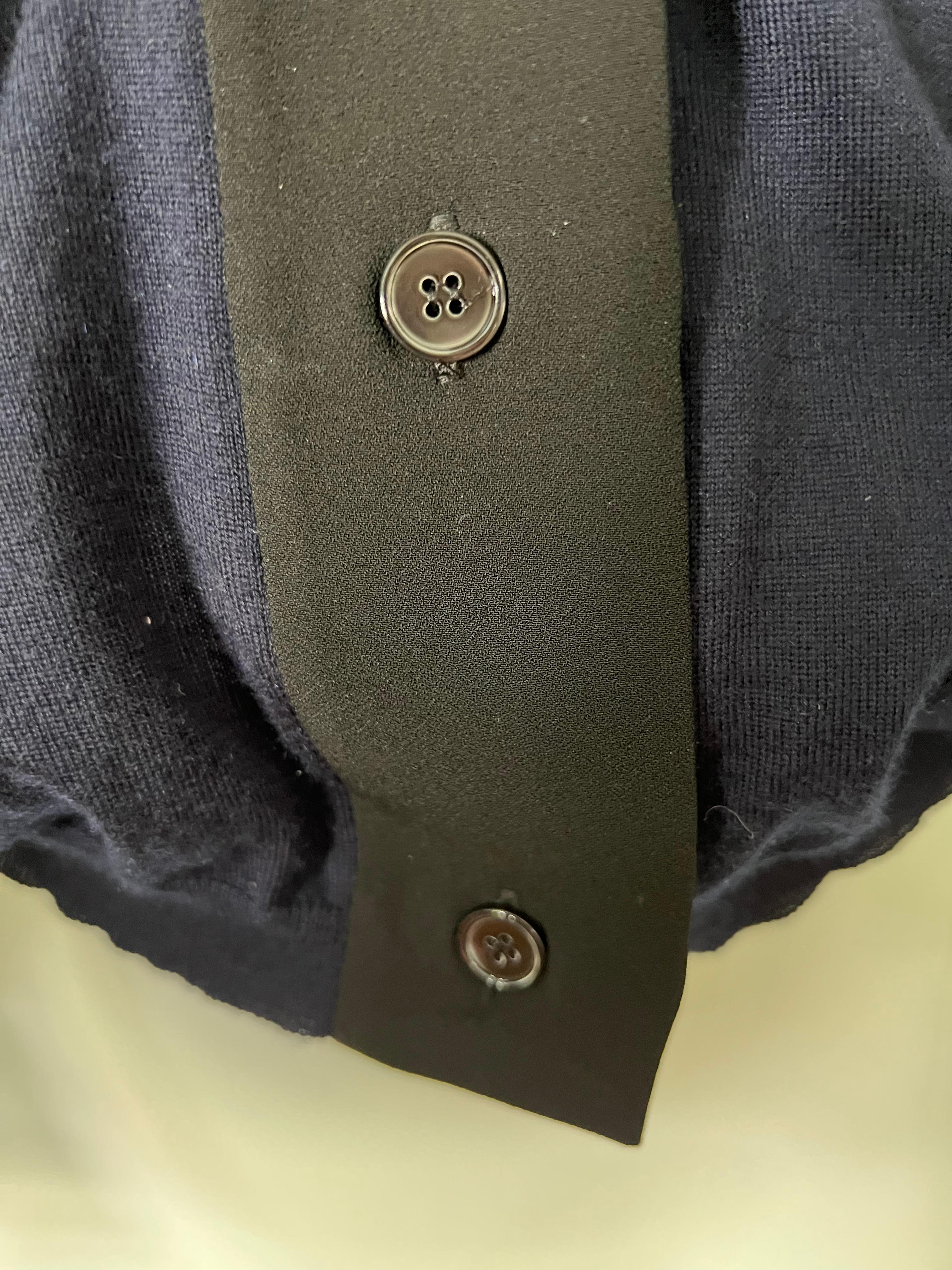 Marni - Pull cardigan bleu marine et noir, taille 40 en vente 1
