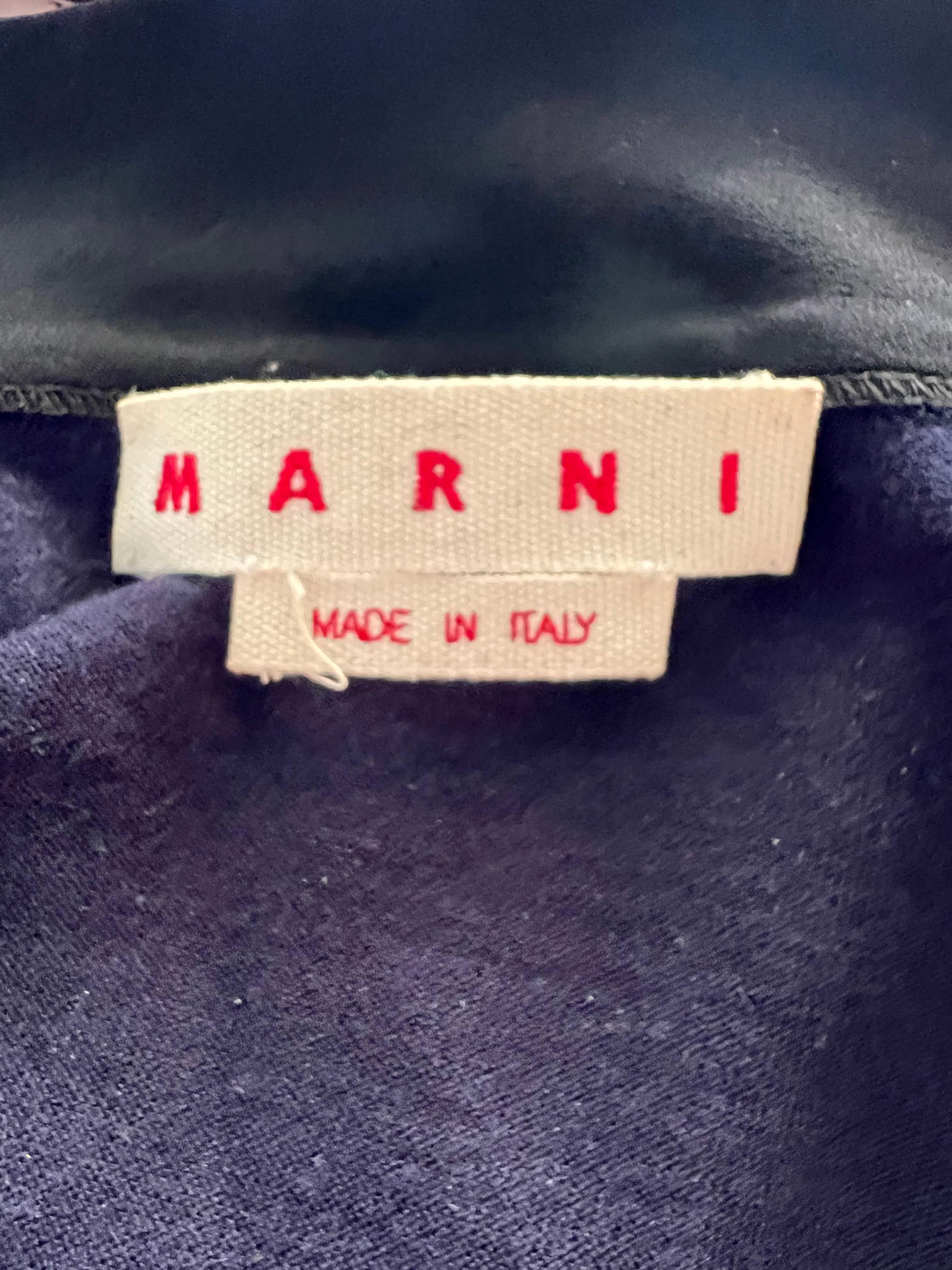 Marni - Pull cardigan bleu marine et noir, taille 40 en vente 2