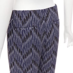 MARNI pantaloni crop elasticizzati in vita con motivo geometrico nero e blu IT40 S