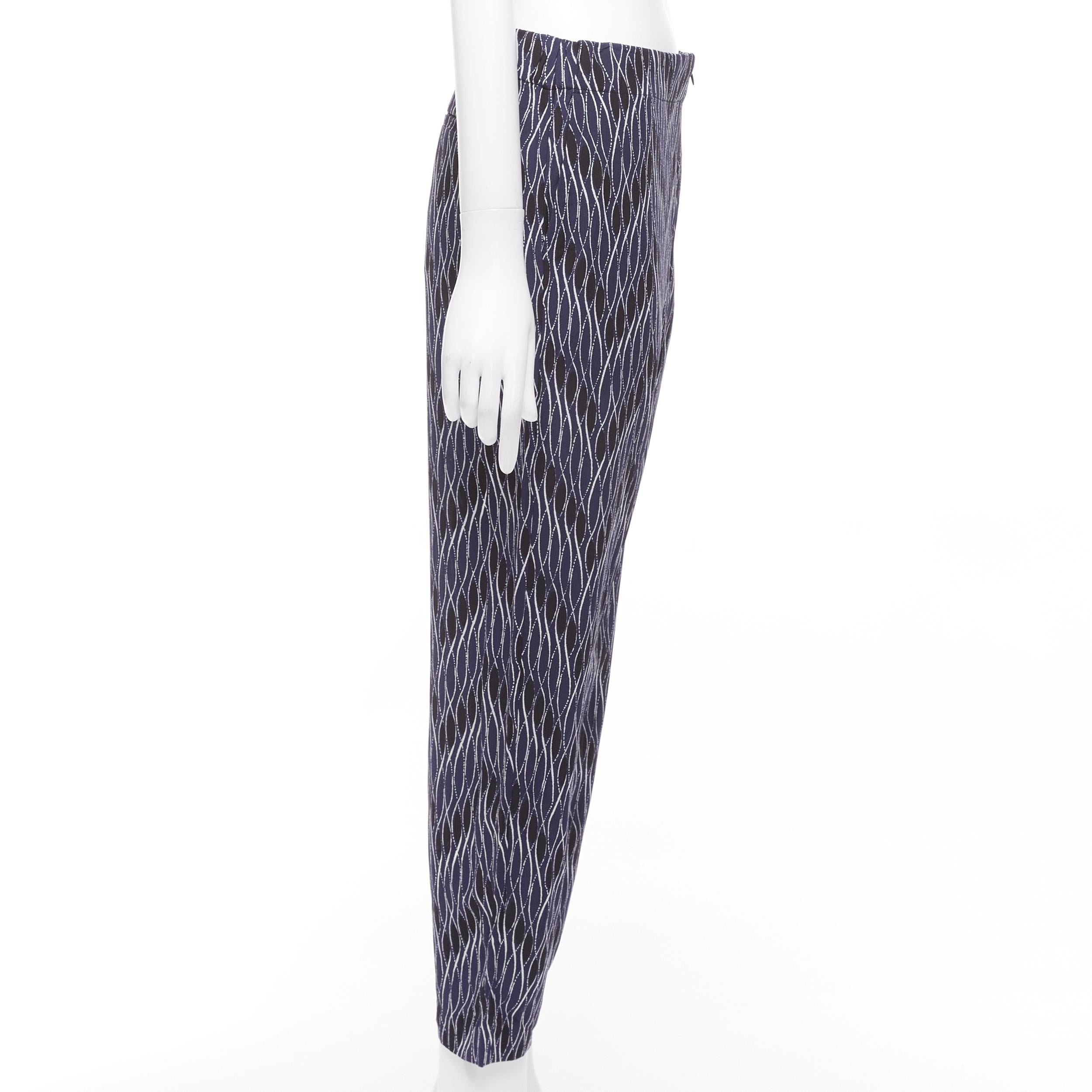 Women's MARNI navy black geometric pattern print elastic waist crop pants IT40 S For Sale
